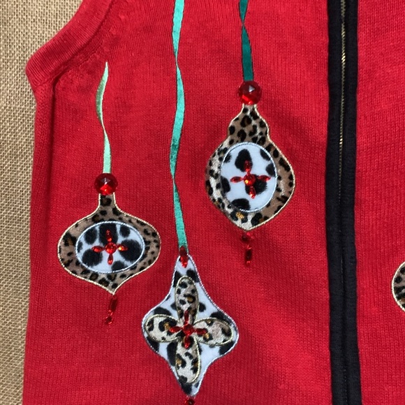 Christmas Sweater Vest MERRY & BRIGHT Macy’s Womens Sz L - Picture 3 of 4